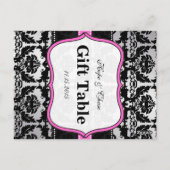 Cartes de numéros de table en damas rose argent et (Dos)