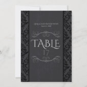 Cartes de numéros de table en damassé noir et gris (Dos)