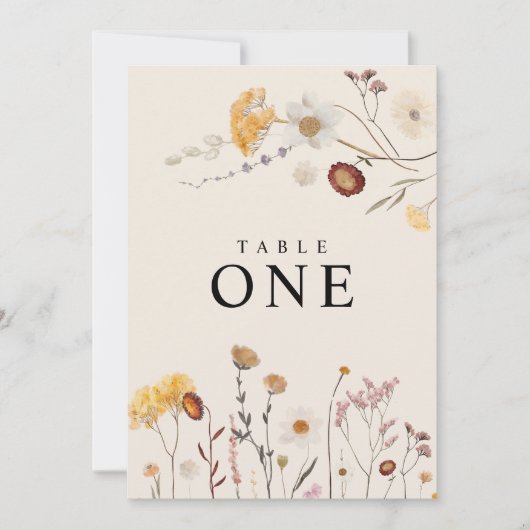 Cartes de numéros de table Fleur sauvage (Devant)