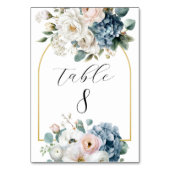 Cartes de numéros de table florales Hydrangea bleu (Dos)