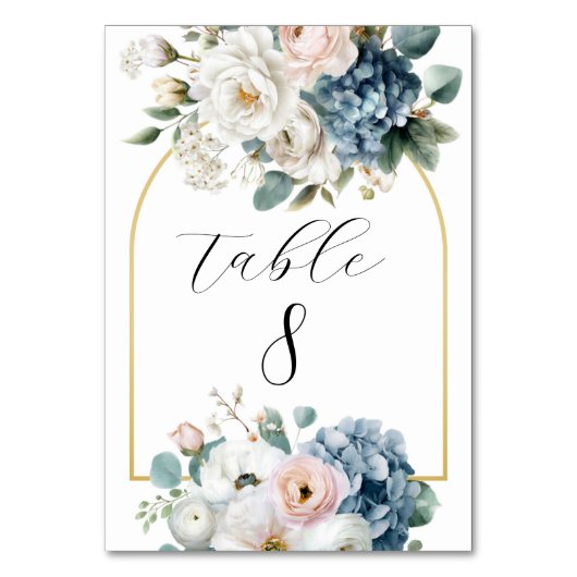 Cartes de numéros de table florales Hydrangea bleu (Par défaut)