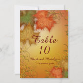 Cartes de numéros de table Mariage d'automne (Dos)