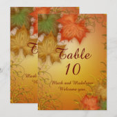Cartes de numéros de table Mariage d'automne (Devant / Derrière)