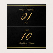 Cartes de numéros de table pliées noires élégantes (Outside Unfolded)