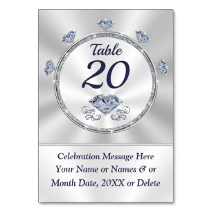 Cartes de numéros de table pour anniversaire, anni