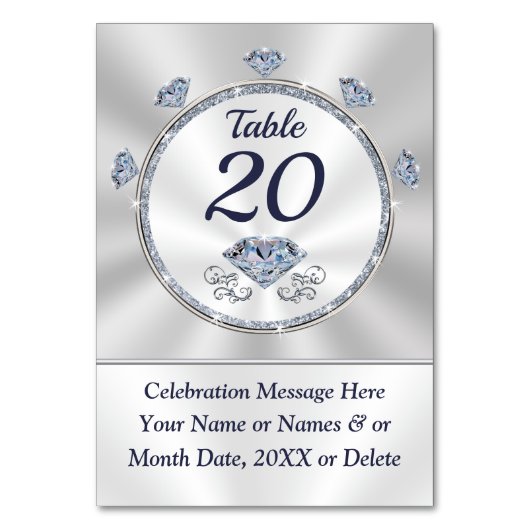 Cartes de numéros de table pour anniversaire, anni (Par défaut)