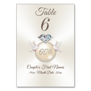 Cartes de numéros de table pour le 60e anniversair