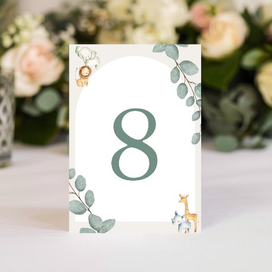 Cartes de numéros de table pour les animaux de saf