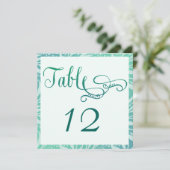 Cartes de numéros de table pour mariage sur la pla (Debout devant)