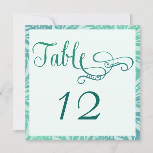 Cartes de numéros de table pour mariage sur la pla (Devant)