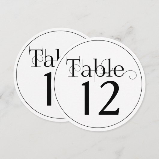 Cartes de numéros de table rondes à impression élé (Devant / Derrière)