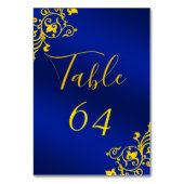Cartes de numéros de table Royal Blue and Gold (Dos)