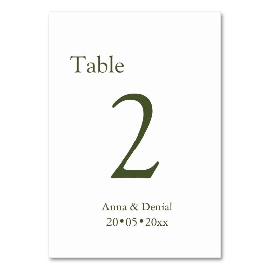 Cartes de numéros de table taupe pâle (Par défaut)