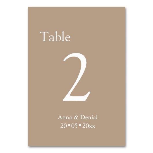 Cartes de numéros de table taupe pâle (Par défaut)