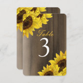 Cartes de numéros de table tournesol personnalisab (Devant / Derrière)