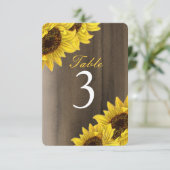 Cartes de numéros de table tournesol personnalisab (Debout devant)