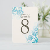 Cartes de numéros de table Turquoise Ombre personn (Debout devant)