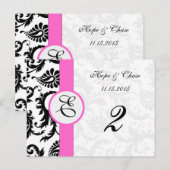 Cartes de numéros de tableau des torsades roses no (Devant / Derrière)