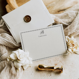 Cartes de papeterie à monogramme de mariage en écr