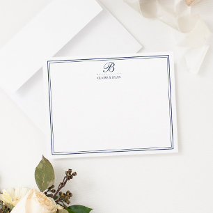 Cartes de papeterie à monogramme de mariage Navy S