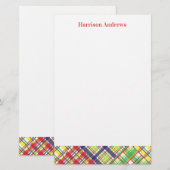 Cartes de papier à lettres personnalisées Plaid Ma (Devant / Derrière)