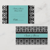 Cartes de paramètres de table Mariage damassé turq (Devant / Derrière)