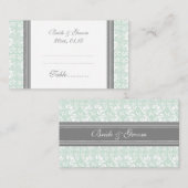 Cartes de paramètres de table Mint Mariage damassé (Devant / Derrière)