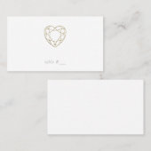 Cartes de parties scintillant au coeur en faux or  (Devant / Derrière)