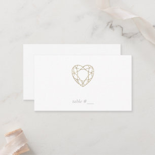 Cartes de parties scintillant au coeur en faux or