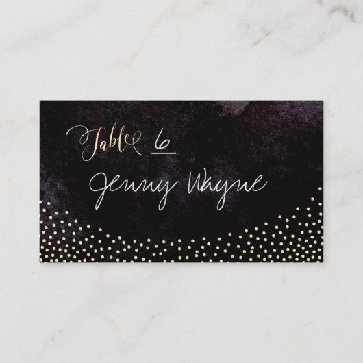 Cartes de parties scintillant en faux or noir glam (Devant)