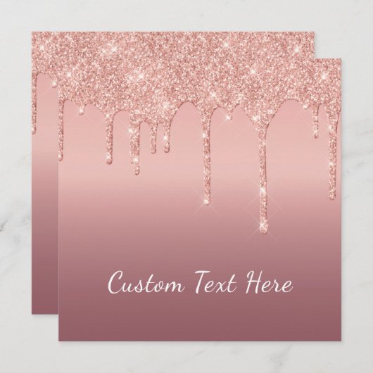 Cartes de Parties scintillant en or rose Texte per (Devant / Derrière)
