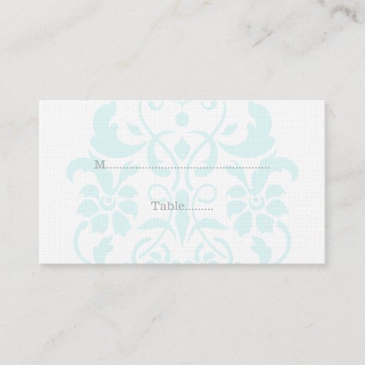 Cartes de Place Aqua Subtle Mariage damassé (Devant)