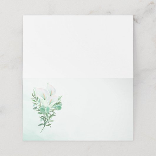 Cartes de place blanches Calla Lily (Extérieur déplié)