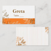 Cartes de Place de la Table Florale Orange et Brow (Devant / Derrière)