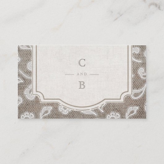 Cartes de place de mariage campagnard rustique den (Dos)