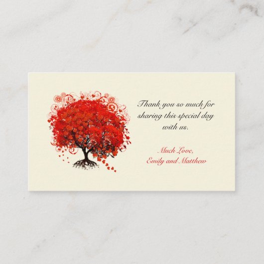 Cartes de place de table de l'arbre de feuilles du (Dos)