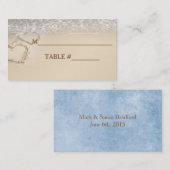 CARTES DE PLACE DE TABLE - MARIAGE BLEU DE PLAGE/L (Devant / Derrière)