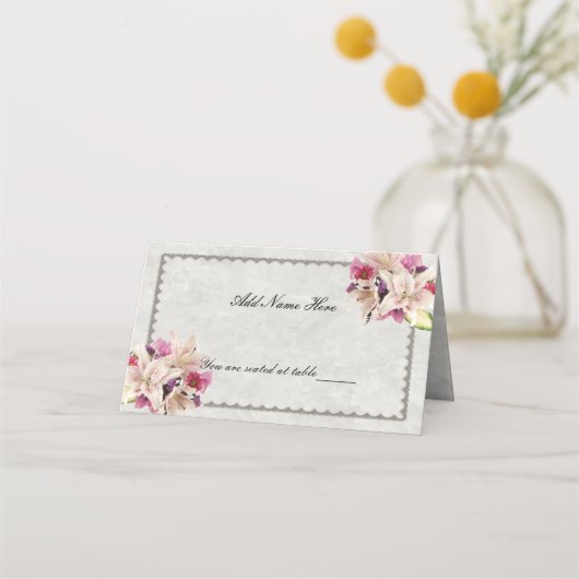 Cartes de place de table pliée en marbre gris blan (Devant)