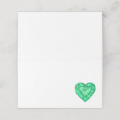 Cartes de place des invités vert émeraude coeur aq (Extérieur déplié)