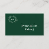 Cartes de place Emeral Green Monogram Crest (Dos)