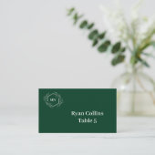 Cartes de place Emeral Green Monogram Crest (Debout devant)