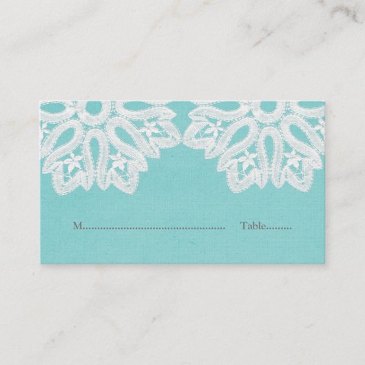 Cartes de place en dentelle turquoise (Devant)