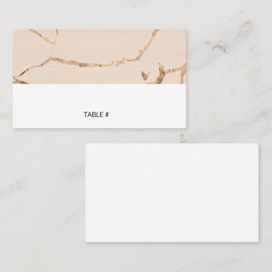 Cartes de place en marbre rose et or - plat (Devant / Derrière)