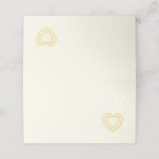 Cartes de place en or diamant coeur (Extérieur déplié)
