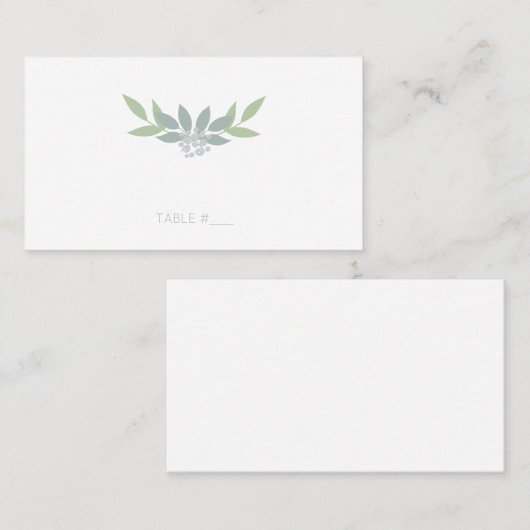 Cartes de place feuillage vert - plat (Devant / Derrière)