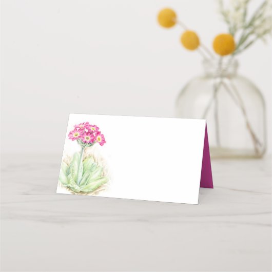 Cartes de place fleurie rose primrose (Devant)