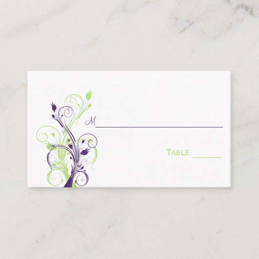 Cartes de Place Florale Blanche Violet (Devant)