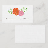 Cartes De Place Florales Orange Rose En Fleur (Devant / Derrière)