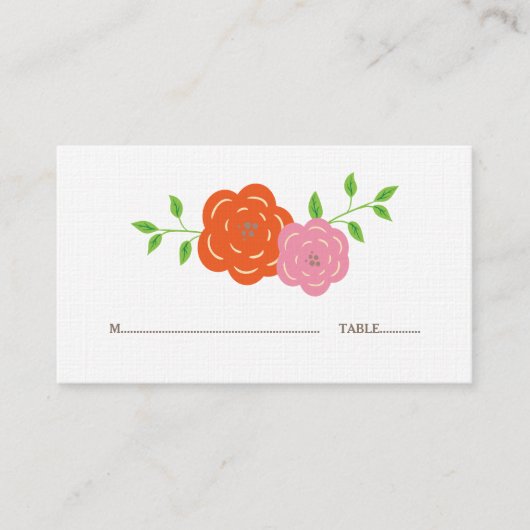 Cartes De Place Florales Orange Rose En Fleur (Devant)