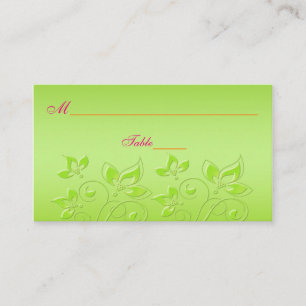 Cartes de place florales rose, orange et vert citr